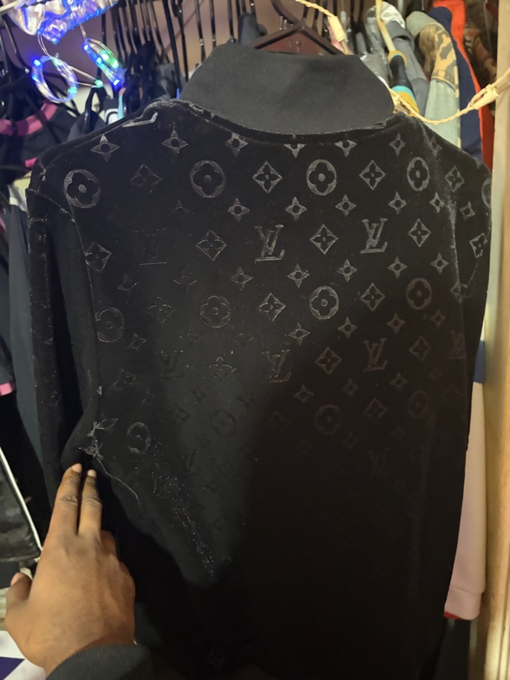 Louis Vuitton Black Velvet Monogram Zip Jacket with pants - Picture 7 of 13